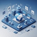 Global data infrastructure and interconnected digital technology network visualization Royalty Free Stock Photo