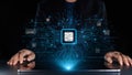 Futuristic Technology Concept with Microchip and Digital Interface Representing Data Processing and Innovation in Royalty Free Stock Photo