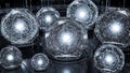 Futuristic Quantum Computing Orbs with Glowing Core and Digital Network Royalty Free Stock Photo
