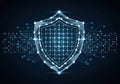 Digital shield representing cybersecurity and network protection in a futuristic design Royalty Free Stock Photo