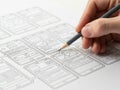 Hand drawing mobile app wireframes isolated on white background Royalty Free Stock Photo