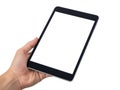 Hand holding black tablet Royalty Free Stock Photo