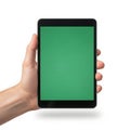 Hand holding green screen tablet Royalty Free Stock Photo
