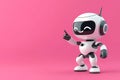 The image depicts a happy robot dancing in front of a pink background, created using tech illustration Royalty Free Stock Photo