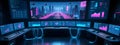Neo-Tech Command Center: Data Visualization Meets Urban Futurism Royalty Free Stock Photo
