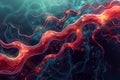 Illuminated Red And Orange Neural Networks Flowing Through Intricate Abstract Forms