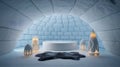 Cozy Igloo Interior with Decorative Lights and Display Platform Royalty Free Stock Photo
