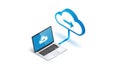 A laptop computer uploading data to a cloud storage service Royalty Free Stock Photo