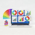 Digital data visualization with colorful charts and graphs Royalty Free Stock Photo