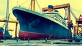 Titanic Ship Restoration Project - Historic Liner Under Repair at Dockyard Crane Facility Royalty Free Stock Photo