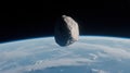 A large, irregularly shaped asteroid in space. Royalty Free Stock Photo