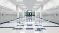 Empty school corridor with lockers Royalty Free Stock Photo
