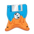 A melted floppy disk on transparent background showing destroyed technology Royalty Free Stock Photo