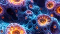 Vibrant Cellular Structure with Glowing Orange Cores Royalty Free Stock Photo