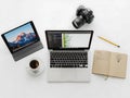 Modern workspace setup with laptop and accessories Royalty Free Stock Photo