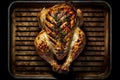 Tasty grilled chicken, view from above, macro, close-up, Generative AI