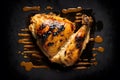 Tasty grilled chicken, view from above, macro, close-up, Generative AI