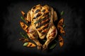 Tasty grilled chicken, view from above, macro, close-up, Generative AI