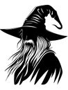 Wizard Silhouette Illustration Mystical Hat and Beard Design for Tattoos or Posters Royalty Free Stock Photo