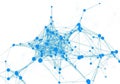 Complex network visualization showing interconnected nodes and relationships Royalty Free Stock Photo