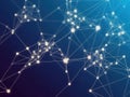 A complex network of interconnected nodes against a gradient blue background isolated on white background Royalty Free Stock Photo
