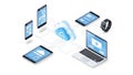 A collection of devices connected to a cloud storage system for seamless data synchronization Royalty Free Stock Photo