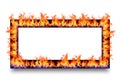 Fiery frame border isolated on white background Royalty Free Stock Photo