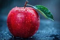 Original Temptation: Red Apple with Leaf, Symbolizing the Forbidden Fruit and the Concept of the Original Sin Royalty Free Stock Photo