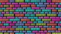 Web banner 16:9 aspect ratio - AI generated repeating pattern brightly colored bricks on a black background Royalty Free Stock Photo