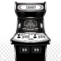 Vintage arcade machine featuring a classic space-themed game interface Royalty Free Stock Photo