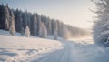 image that depicts a serene winter landscape with delicate snowfall