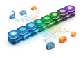 Colorful networked data centers Royalty Free Stock Photo