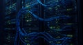 server room infrastructure with blue cables Royalty Free Stock Photo