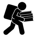 Silhouette of a Person Carrying Stack of Books Illustrating Heavy Load Royalty Free Stock Photo