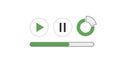 A simple media player interface with play, pause, and loading icons on a white background Royalty Free Stock Photo