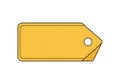 A yellow price tag with a small circular hole at the top corner Royalty Free Stock Photo