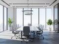 Modern conference room with large table and chairs Royalty Free Stock Photo