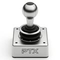 Classic silver joystick controller labeled with ptx for gaming or simulation use Royalty Free Stock Photo