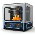 Modern 3d printer in operation isolated on white background Royalty Free Stock Photo