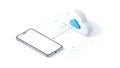 A smartphone connecting to a cloud storage service for data synchronization Royalty Free Stock Photo
