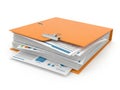 Stack of organized documents in orange folder Royalty Free Stock Photo