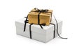 Stack of gift boxes, isolated on white background Royalty Free Stock Photo