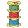 Stack of colored thread spools Royalty Free Stock Photo