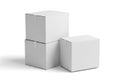 Stack of three white cardboard boxes isolated on white background Royalty Free Stock Photo