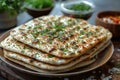 Traditional matzah on Passover seder served on the table