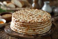 Traditional matzah on Passover seder served on the table