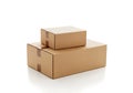 Stack of two brown cardboard boxes Royalty Free Stock Photo