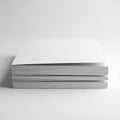 A neatly stacked pile of white papers on a plain white surface. isolated on white background Royalty Free Stock Photo