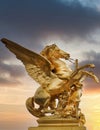 Statue of pegasus on the alexander the third bridge, in paris