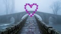 Stone Bridge with Heart Balloons Royalty Free Stock Photo